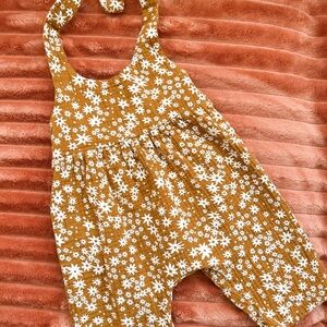 Floral Kids One Piece Bodysuit - Brown and White